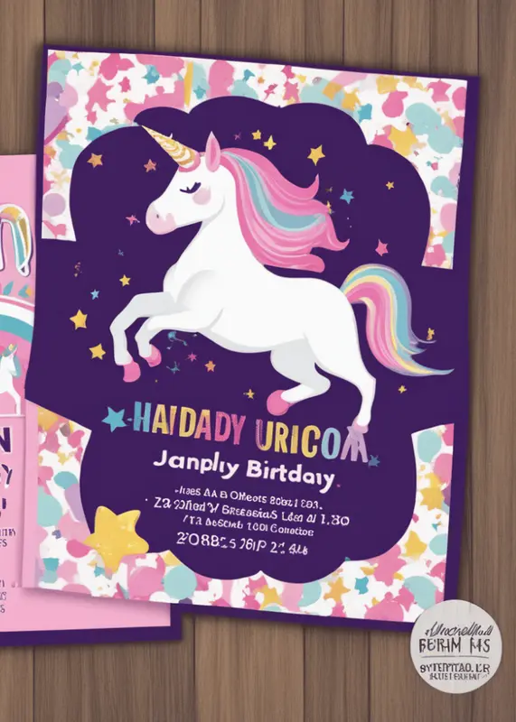 Bundle of Unicorn birthday invitation 